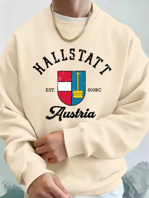 Hallstatt Austria Heritage Crewneck Sweatshirt – Vintage Shield Design