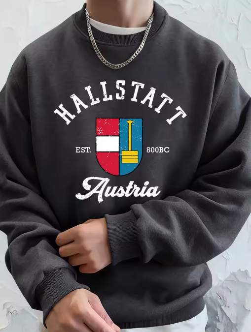 Hallstatt Austria Heritage Crewneck Sweatshirt – Vintage Shield Design