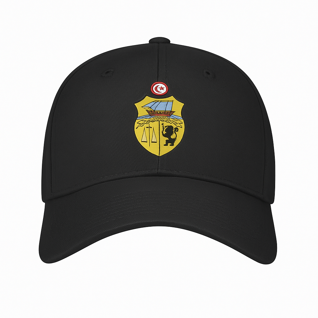 Tunisia Crest Cap – Black Adjustable National Emblem Hat