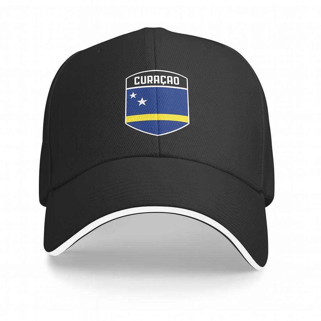 Curaçao Shield Cap – Black Adjustable Baseball Hat