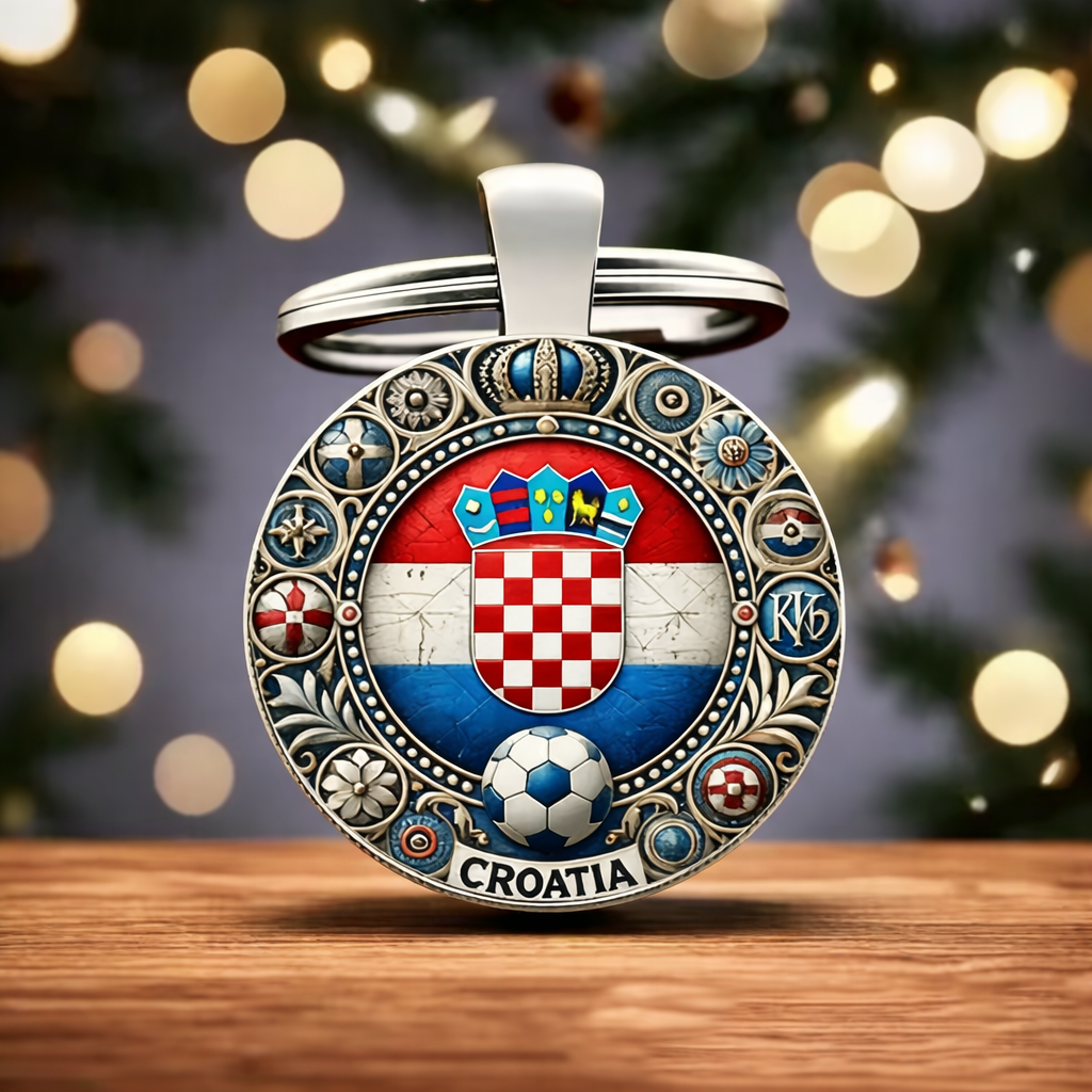 Croatia Football Crest Keychain – National Emblem Metal Pendant