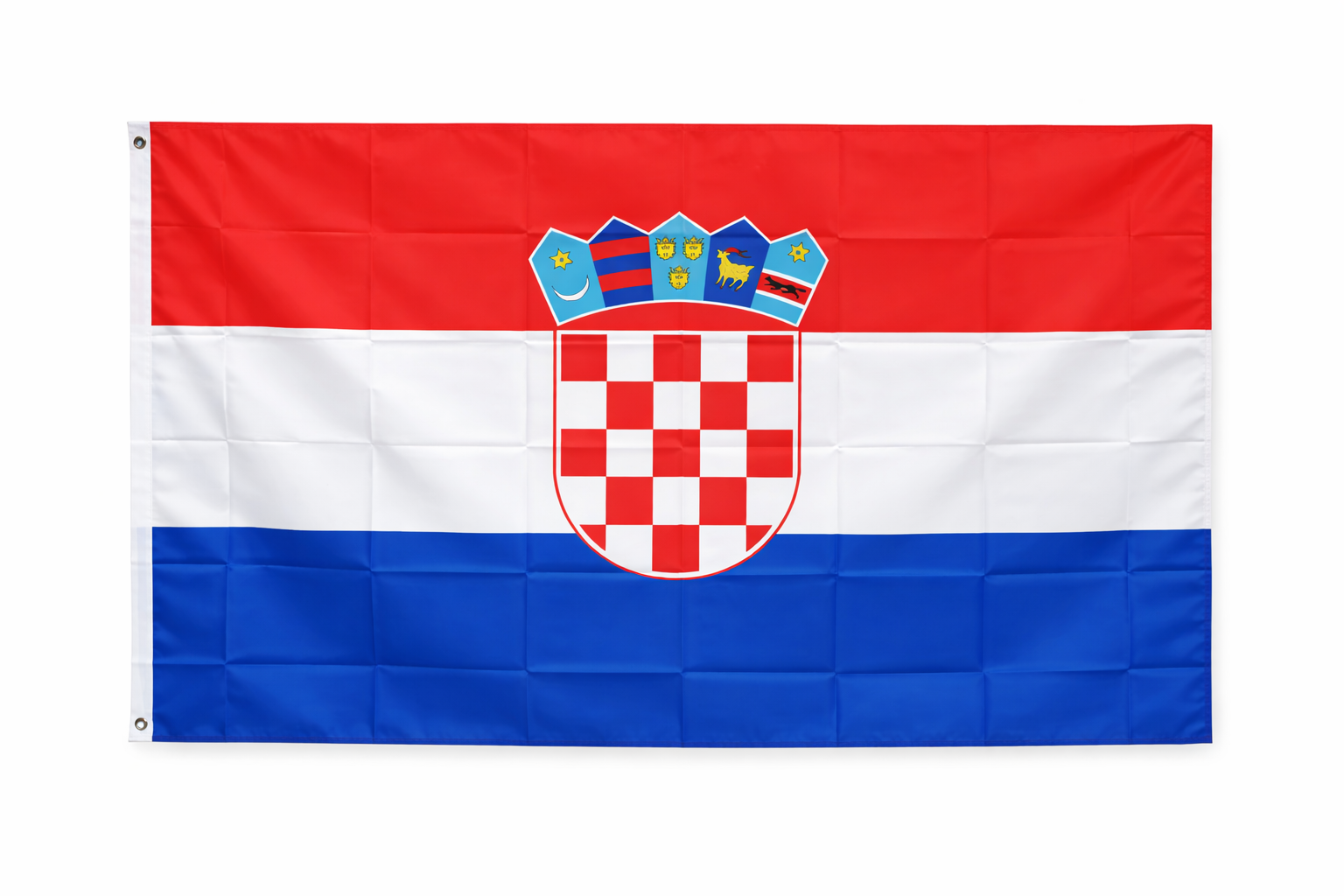 Croatia National Flag – Red, White & Blue with Coat of Arms