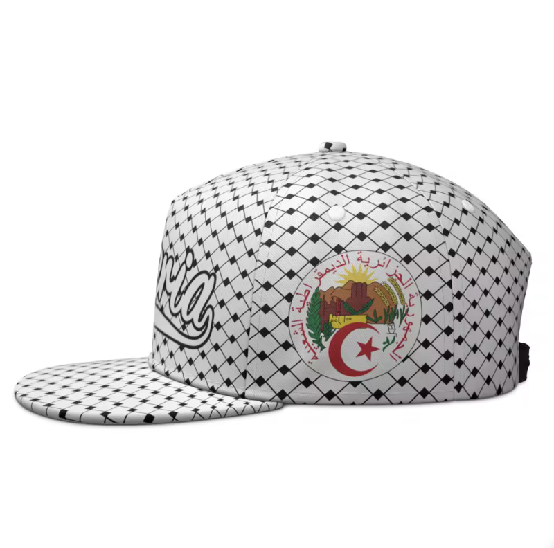 Algeria Snapback Cap – Black & White Pattern Edition