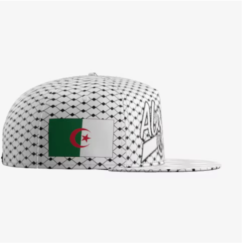 Algeria Snapback Cap – Black & White Pattern Edition