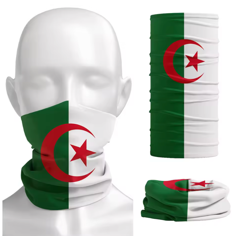 Algeria Flag Neck Gaiter – Multi-Use Face Cover