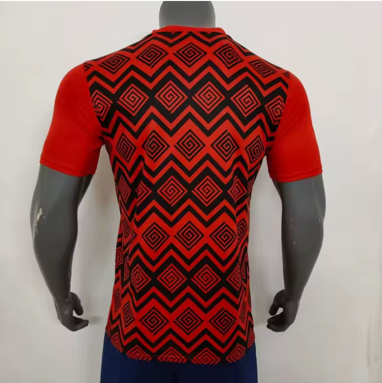 Red & Black Egypt Football Jersey – Tribal Pattern Edition