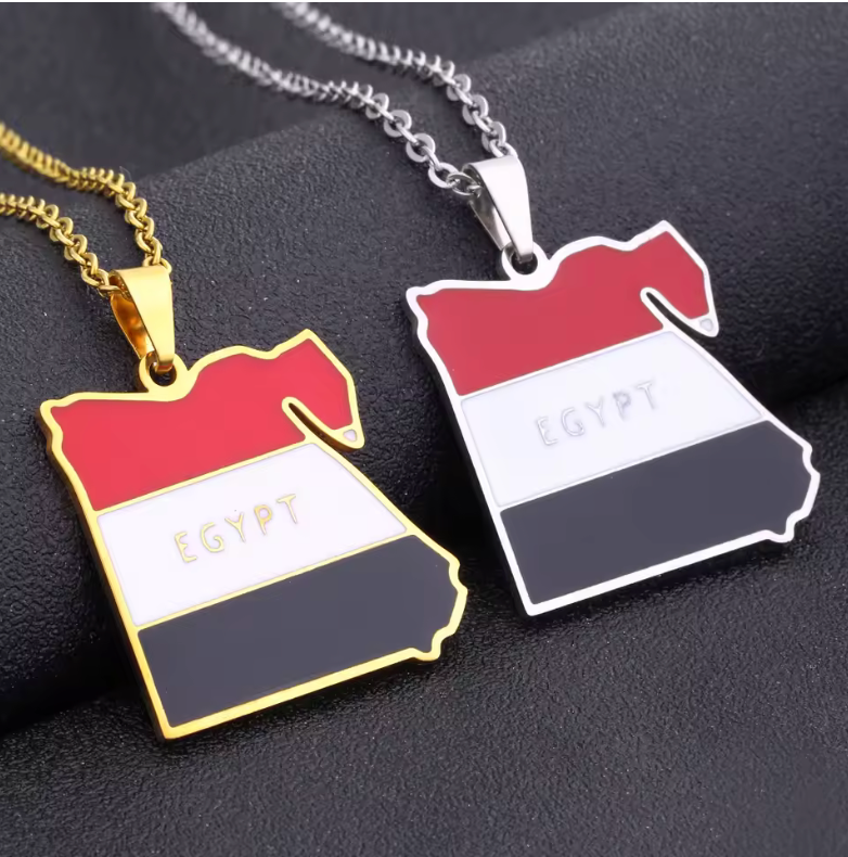 Egypt Map Pendant Necklace –  Flag Design