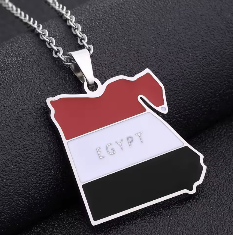 Egypt Map Pendant Necklace –  Flag Design