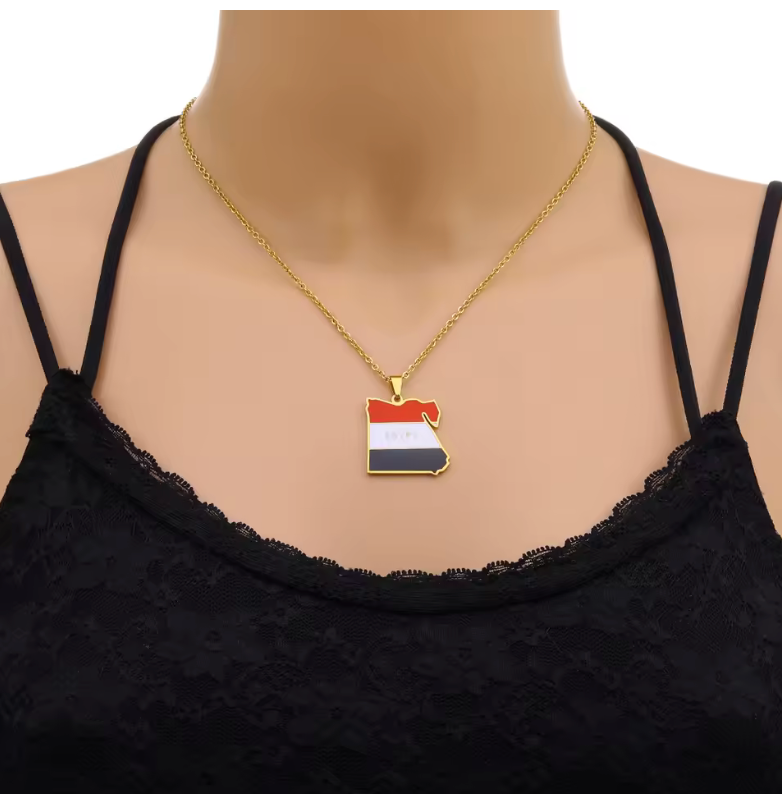 Egypt Map Pendant Necklace –  Flag Design