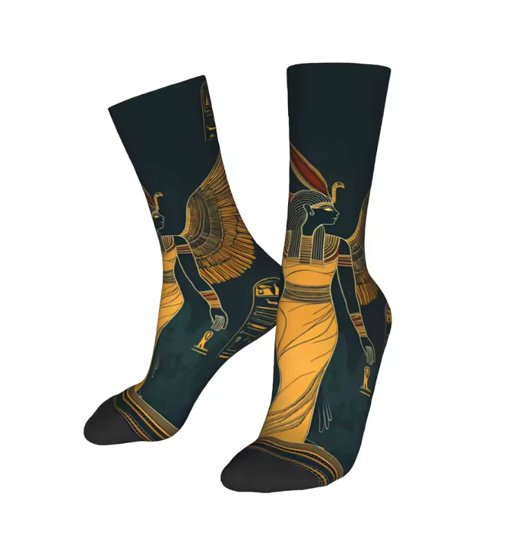 Ancient Egyptian Goddess Crew Socks – Anubis & Hieroglyph Design