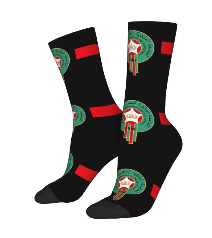 Morocco Football Federation Crew Socks – Black National Pride Edition