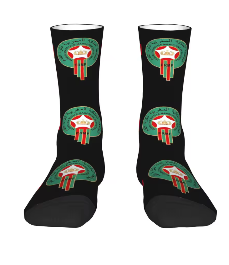 Morocco Football Federation Crew Socks – Black National Pride Edition