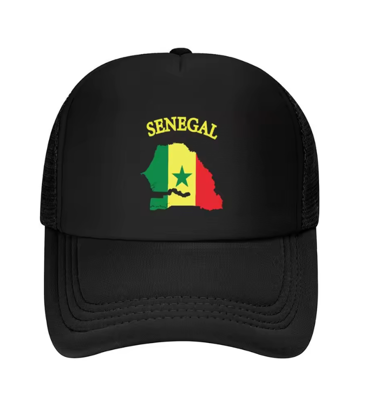 Senegal Pride Trucker Cap – Black with Flag Map Design