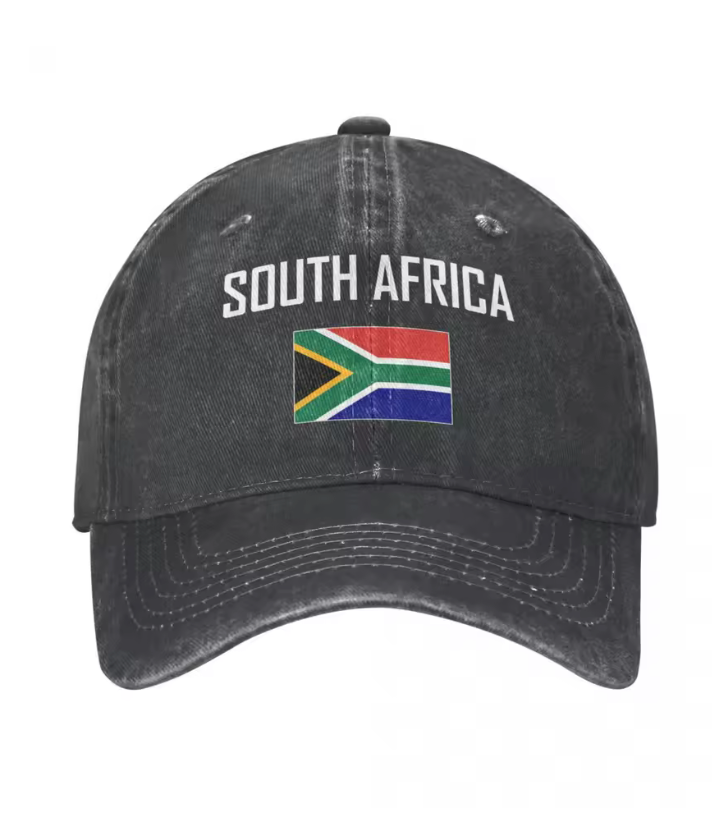 South Africa Flag Cap – Vintage Black Adjustable Hat