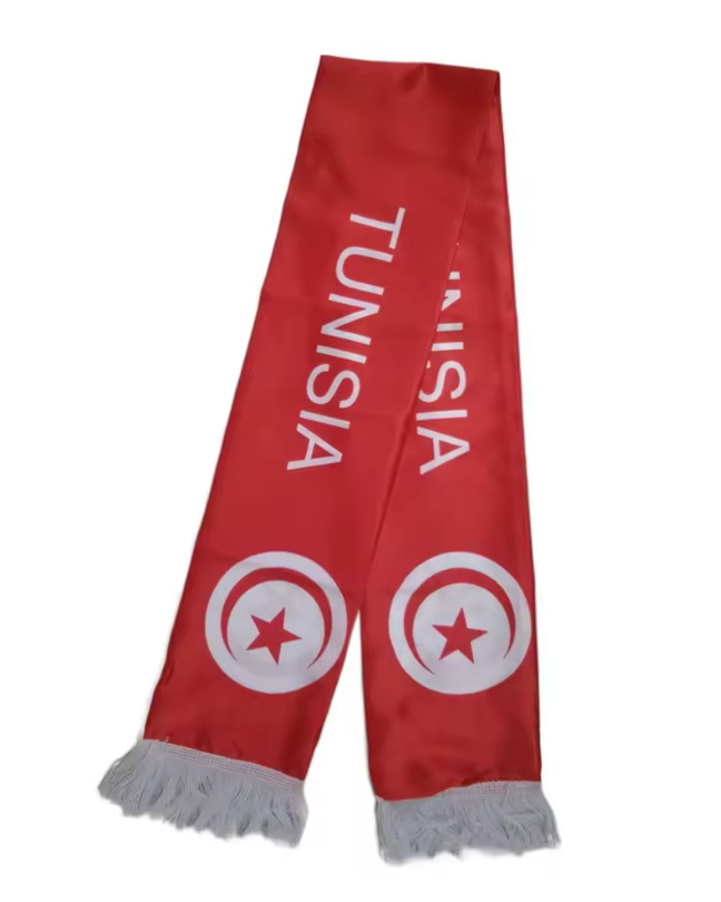 Tunisia Supporter Scarf – Red National Emblem Design
