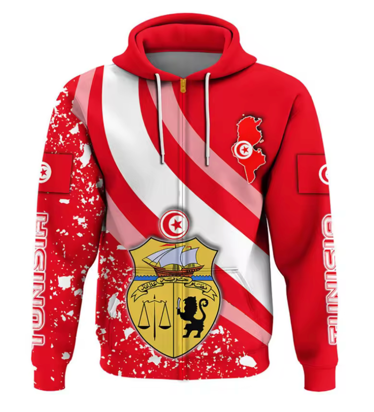 Tunisia Pride Hoodie – National Colors & Emblem Design