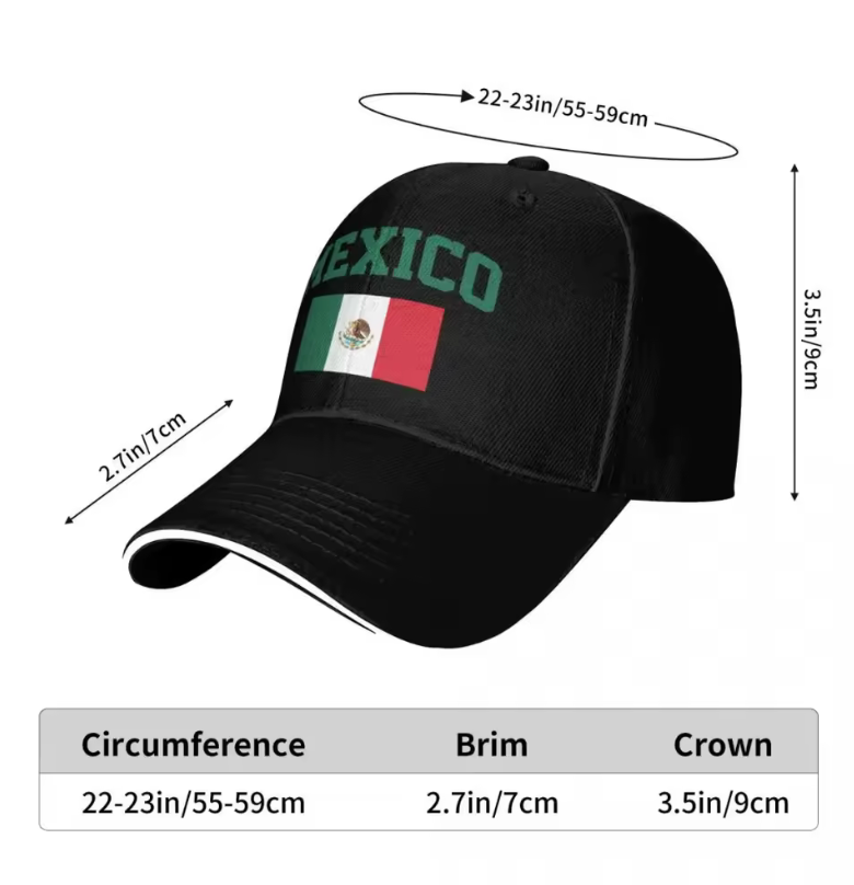 Mexico Flag Baseball Cap – Black Adjustable Hat 🇲🇽