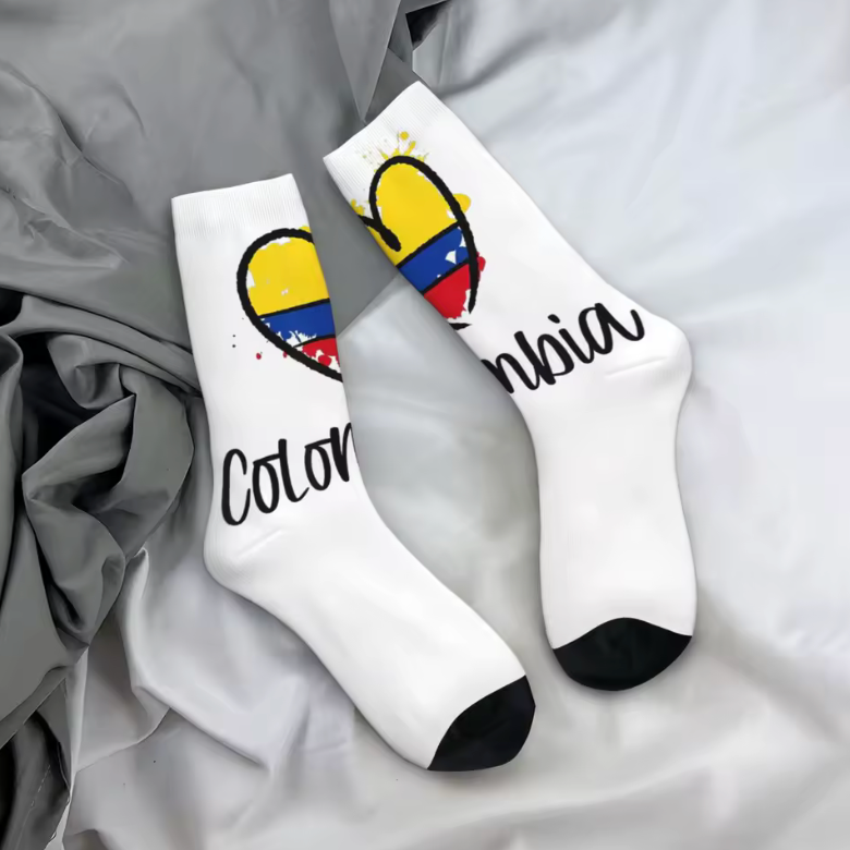 Colombia Heart Flag Crew Socks – Soft Comfort National Pride Design