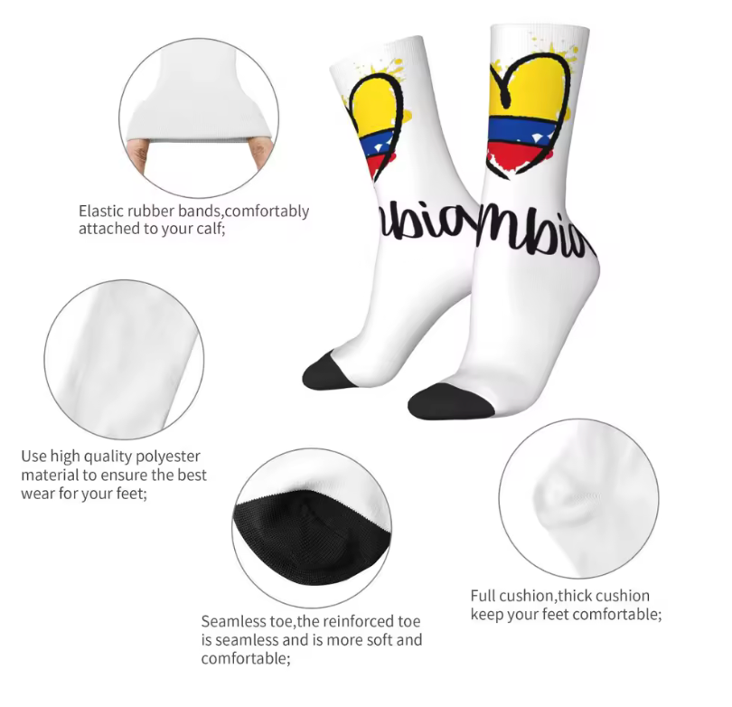 Colombia Heart Flag Crew Socks – Soft Comfort National Pride Design