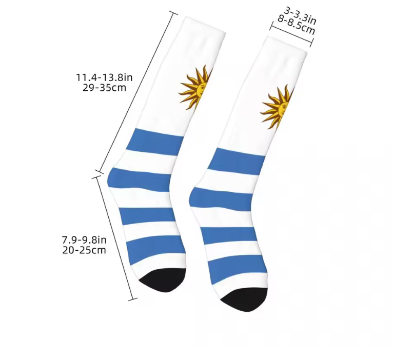 Uruguay La Celeste Crew Socks – Sun of May Design