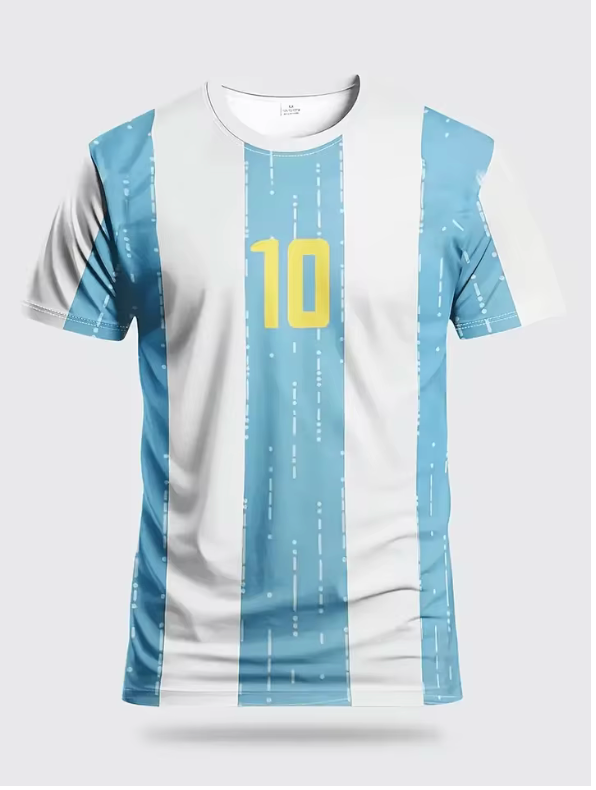 Argentina No. 10 Inspired Football Jersey – Sky Blue & White Stripes