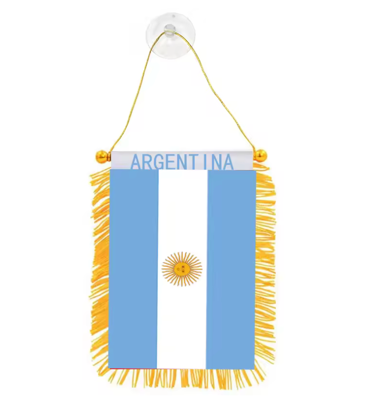 Argentina Hanging Car Pennant Flag – Light Blue & White with Sun of May
