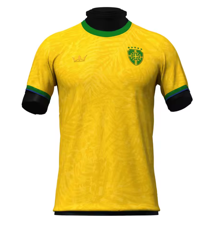 Brazil Classic Yellow Football Jersey – Green Trim National Style