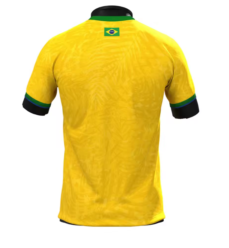 Brazil Classic Yellow Football Jersey – Green Trim National Style