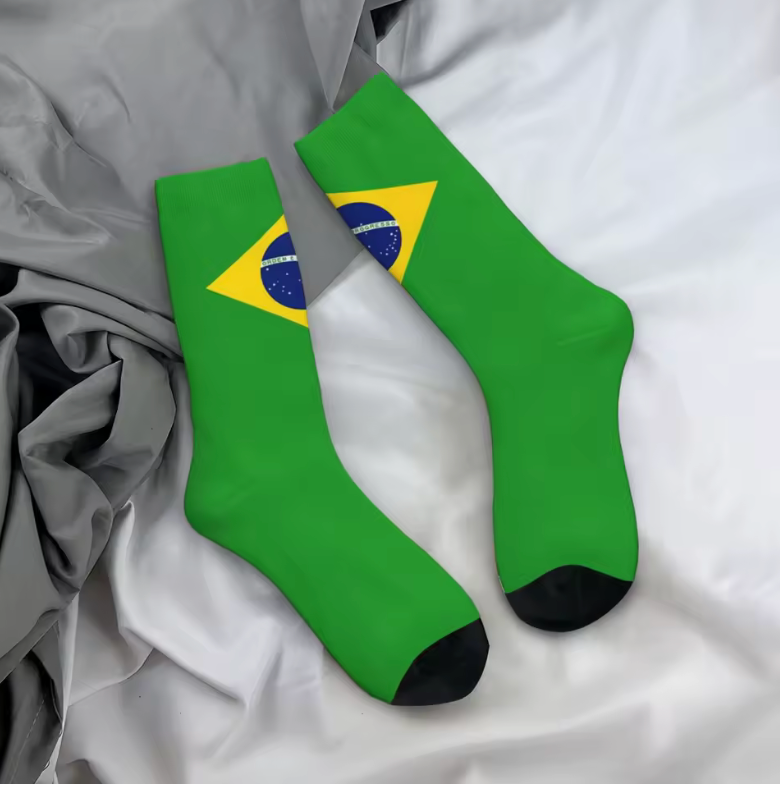 Brazil Flag Crew Socks – Green & Yellow National Design