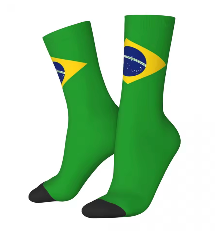 Brazil Flag Crew Socks – Green & Yellow National Design