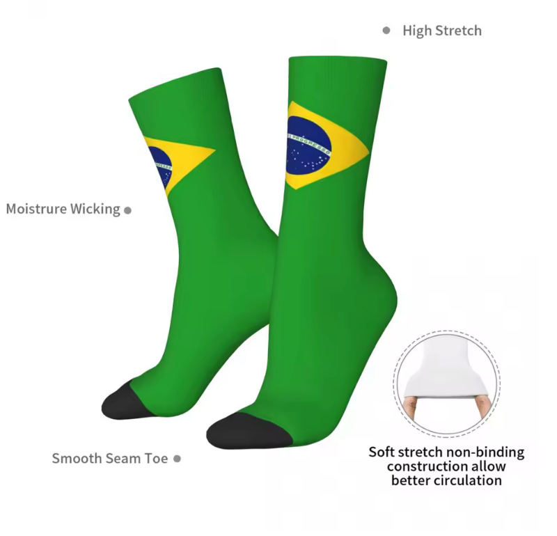 Brazil Flag Crew Socks – Green & Yellow National Design