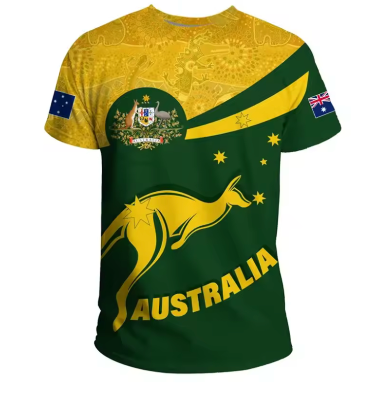 Australia Kangaroo Pride T-Shirt – Green & Gold National Design