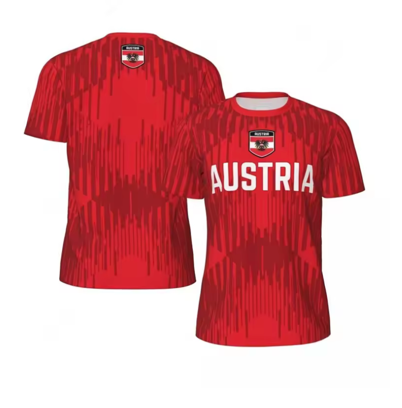 Austria National Team Graphic T-Shirt – Fan Edition (Red, White & Turquoise)
