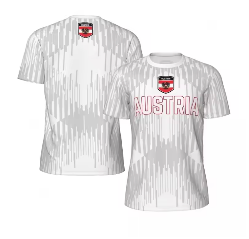 Austria National Team Graphic T-Shirt – Fan Edition (Red, White & Turquoise)