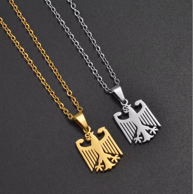 German Eagle Pendant Necklace – Gold & Silver Stainless Steel