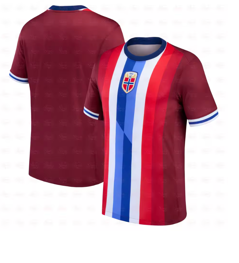 Norway National Pride Football Jersey – Red, White & Blue Vertical Stripe Design