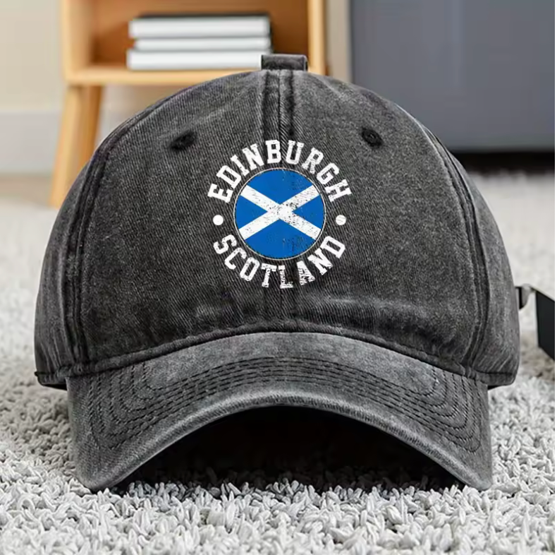 Edinburgh Scotland Vintage Dad Cap – Embroidered Saltire Design