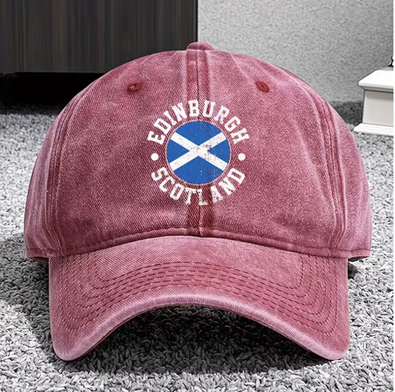 Edinburgh Scotland Vintage Dad Cap – Embroidered Saltire Design