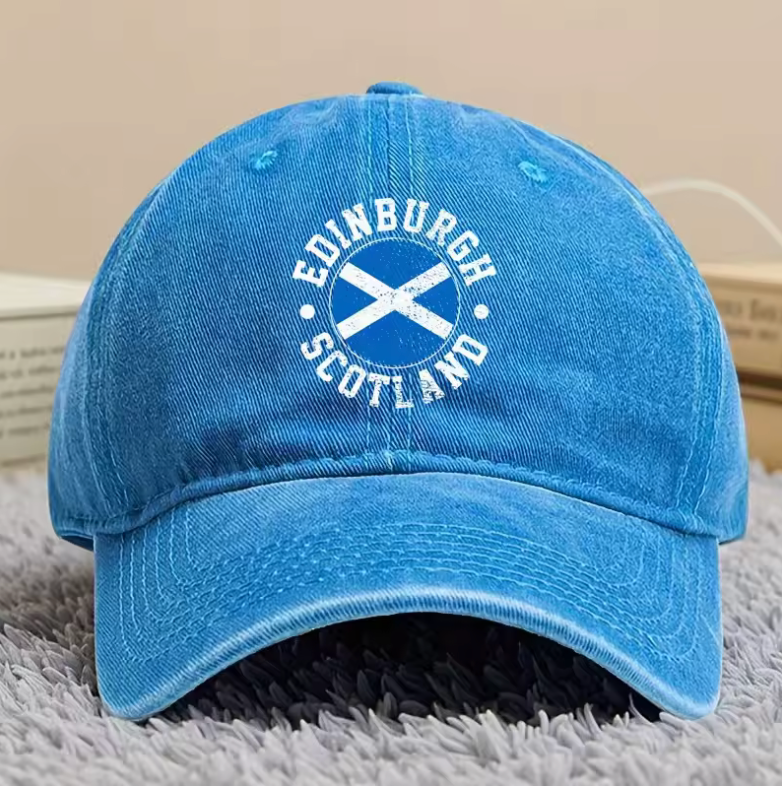 Edinburgh Scotland Vintage Dad Cap – Embroidered Saltire Design