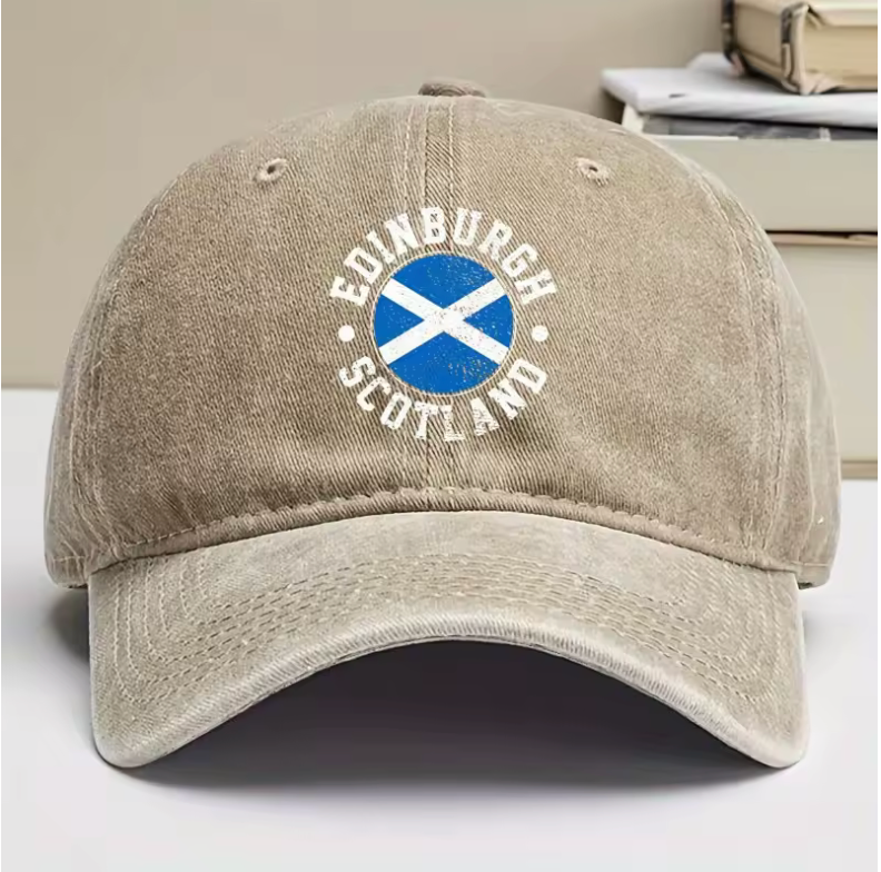 Edinburgh Scotland Vintage Dad Cap – Embroidered Saltire Design