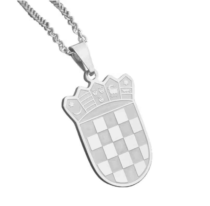 Croatia Coat of Arms Necklace – Gold & Silver Shield Pendant