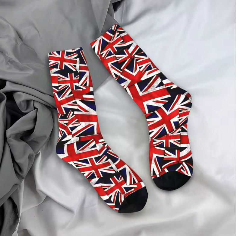 Union Jack Pattern Crew Socks – UK Flag All-Over Print