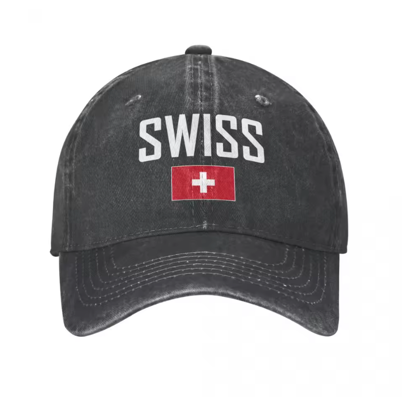 Swiss Vintage Dad Hat – Embroidered Swiss Flag Cap (Multiple Colors)