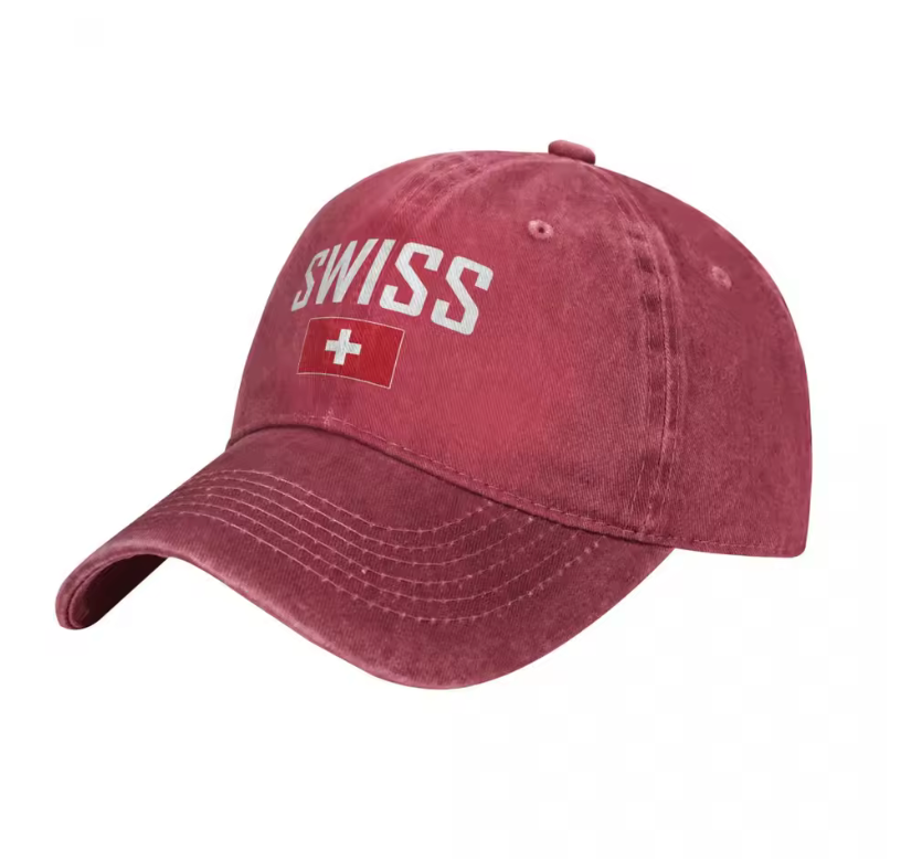 Swiss Vintage Dad Hat – Embroidered Swiss Flag Cap (Multiple Colors)