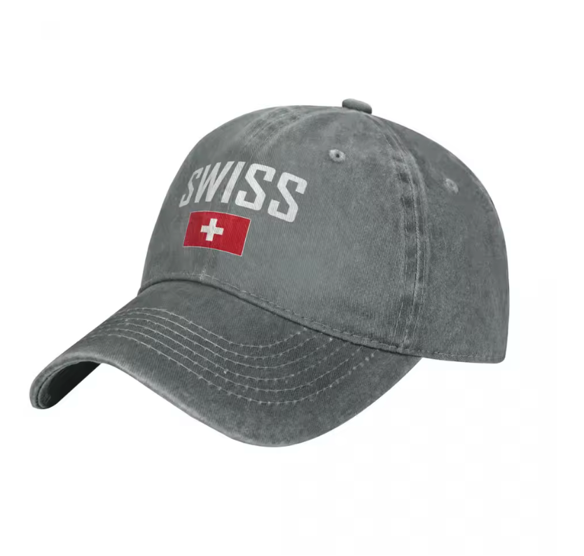 Swiss Vintage Dad Hat – Embroidered Swiss Flag Cap (Multiple Colors)