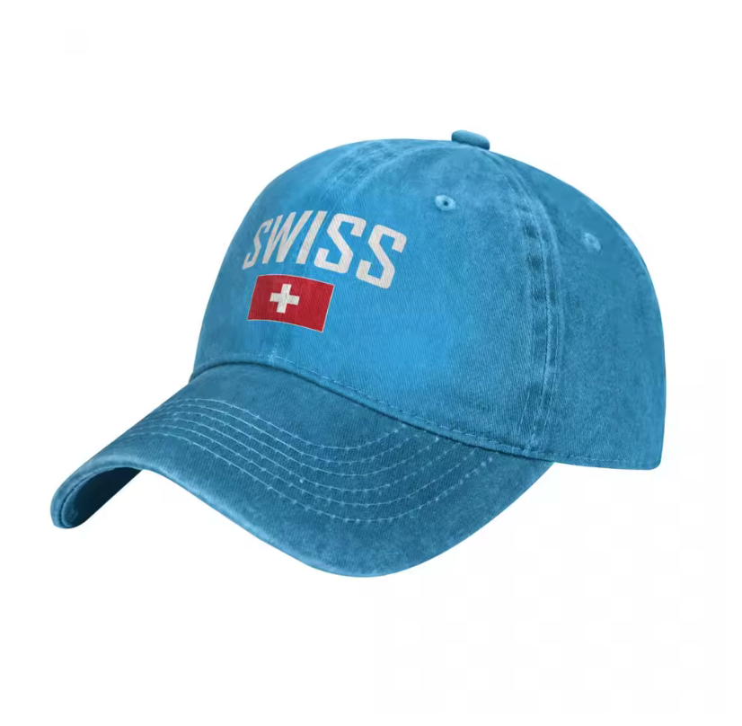 Swiss Vintage Dad Hat – Embroidered Swiss Flag Cap (Multiple Colors)