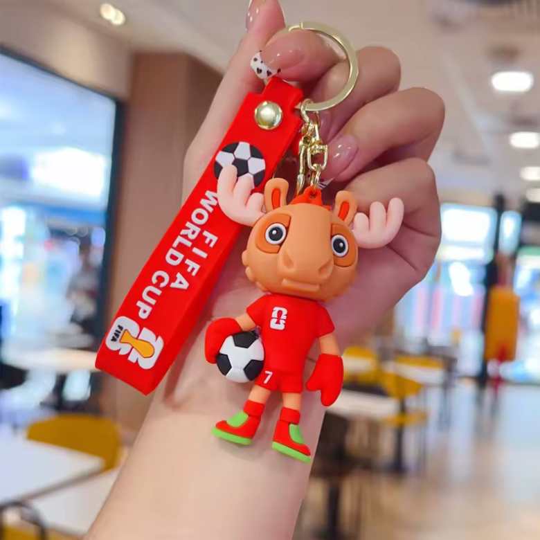 Sports Mascot Keychain with Silicone Tag – Fan Accessory