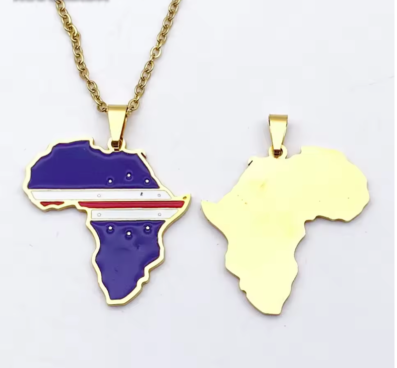 Cape Verde Africa Map Necklace – Gold-Tone Pendant