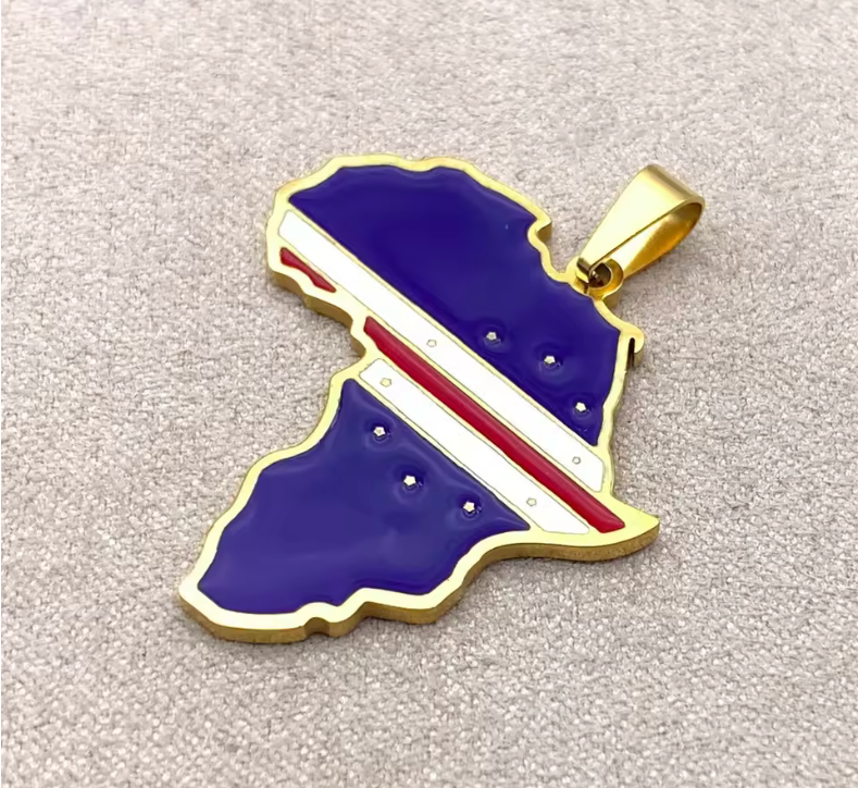 Cape Verde Africa Map Necklace – Gold-Tone Pendant