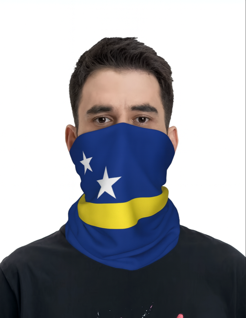 Curaçao Flag Neck Gaiter – Blue & Yellow Multi-Use Face Cover